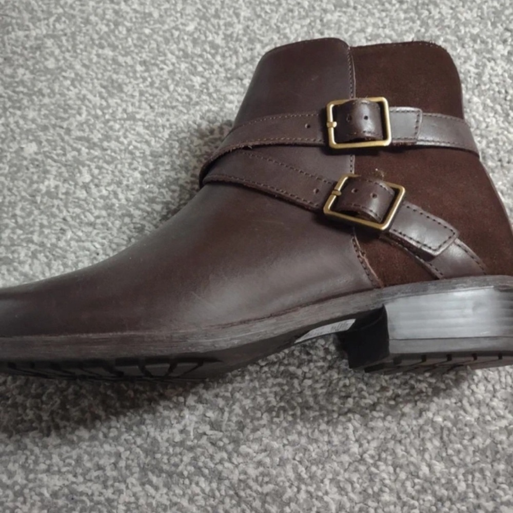 Clarks Dark Brown Leather and Suede Moto Boots